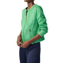 Joseph Ribkoff Zip Front Casual Jacket in island green - women's jacket - detail view