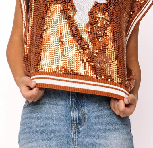 Queen Of Sparkles - Texas Longhorns Full Sequin Mascot Tank Top