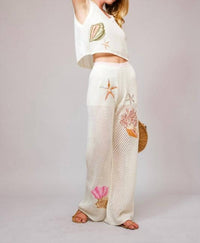 Blue B - Seashell Embroidered Pants