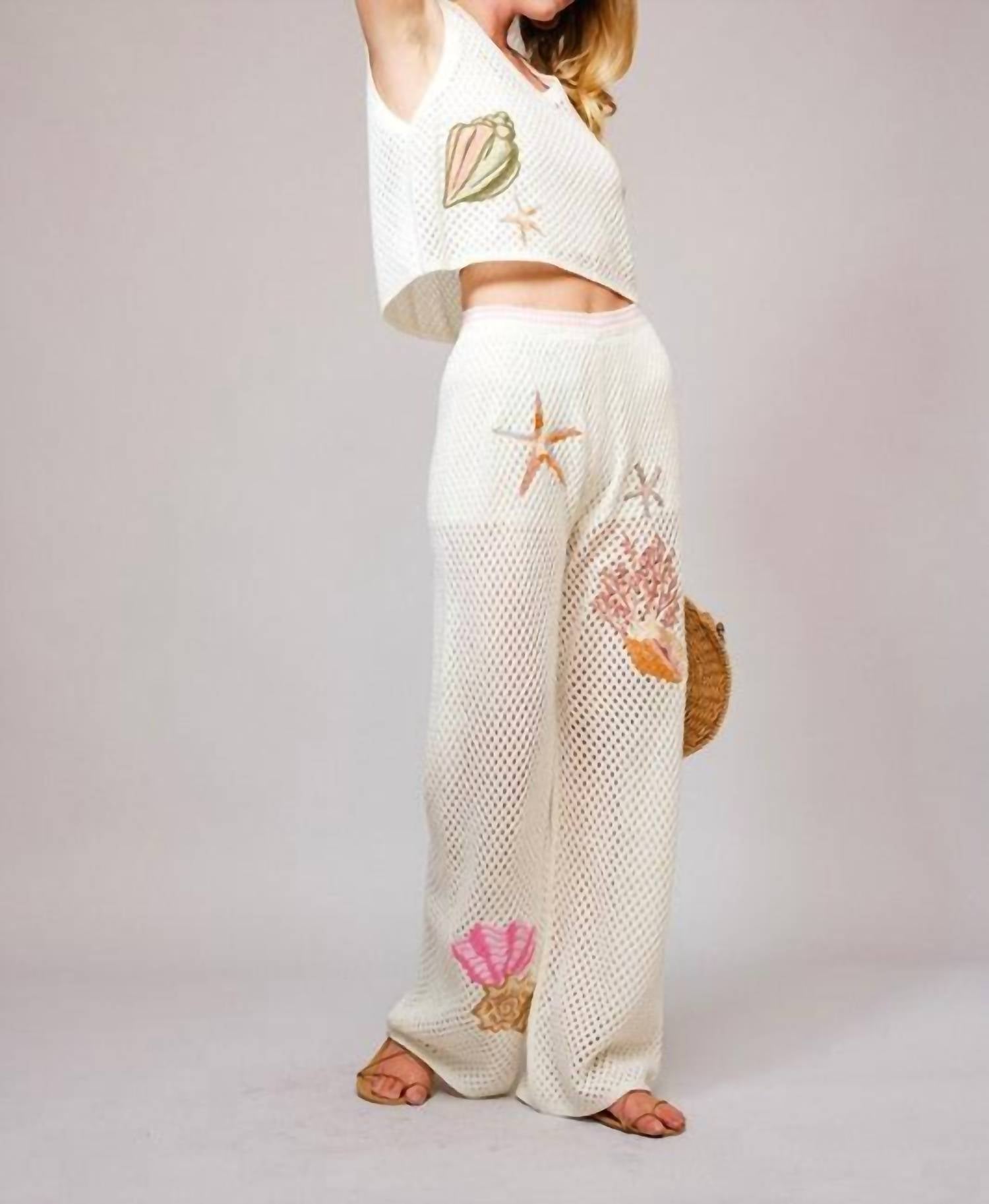 Blue B - Seashell Embroidered Pants