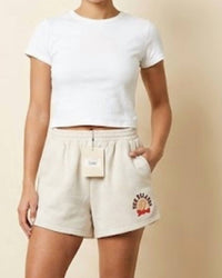 FANTASTIC FAWN Rolling Stones Graphic French Terry Shorts in beige - women's shorts