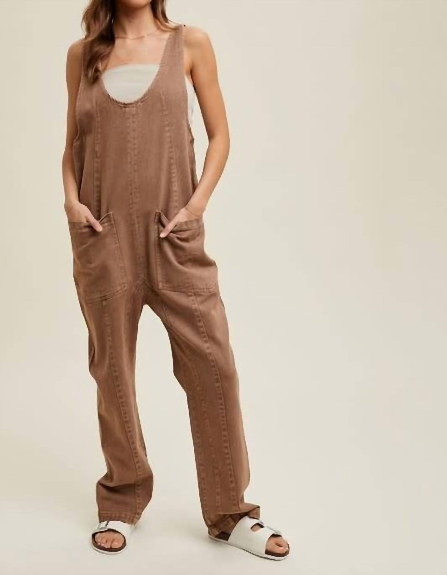 Wishlist - Cotton Open Back Denim Overalls
