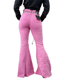 Lucky & Blessed Stone Wash High Rise Flares Jeans in pink - women's jeans - detail view