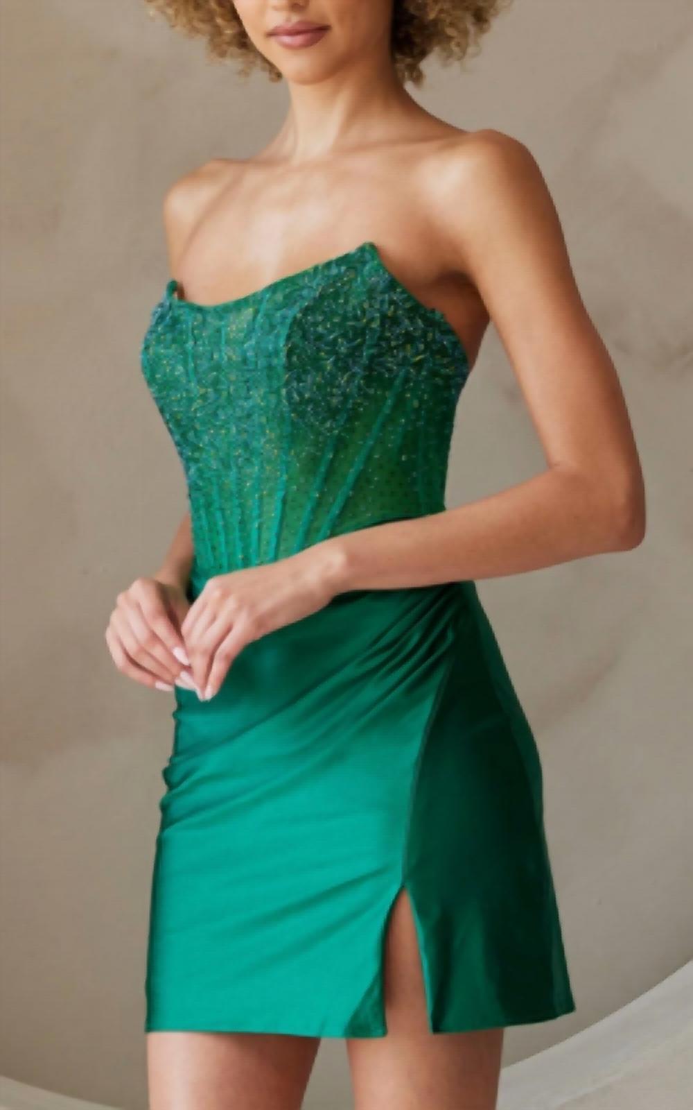 Amelia Couture - Beaded Short Strapless Dress