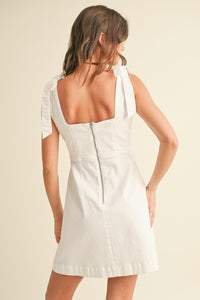 Miou Muse - Cotton Shoulder Tie Mini Dress