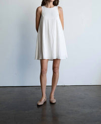 Elle Grey Simplicity Crew Neck A Line Mini Dress in white - women's dress
