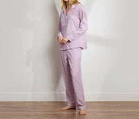 The Sleep Code Ticking Stripe Long Pj Set in berry - women's item - alternate view