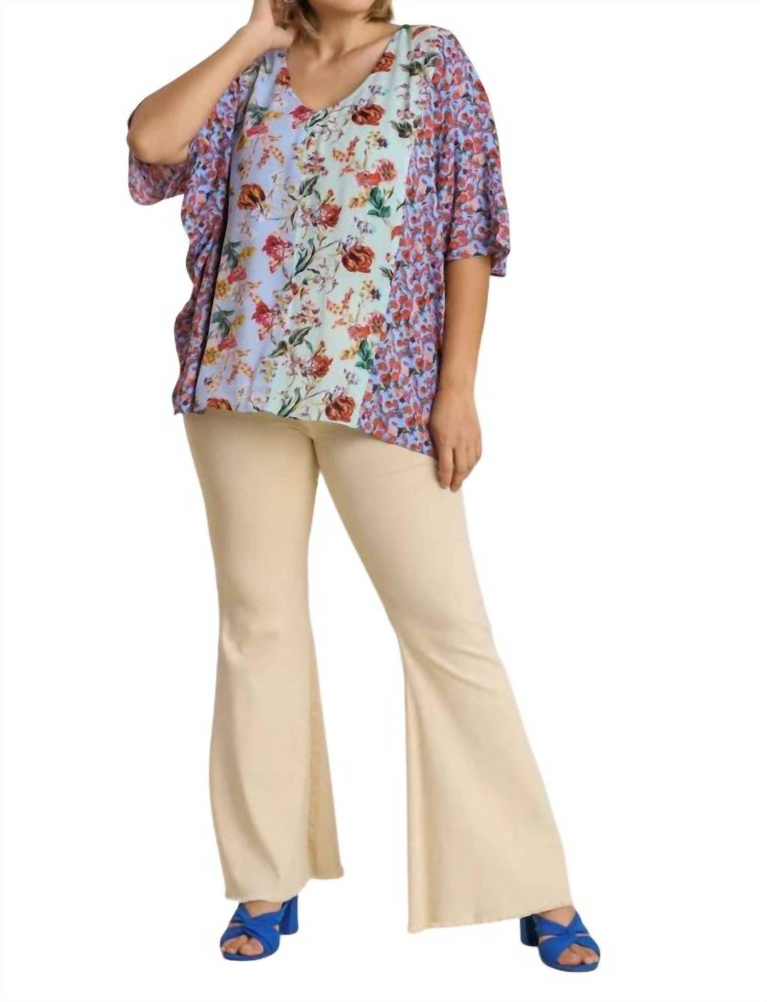 Umgee - Mixed Floral Print Top -plus