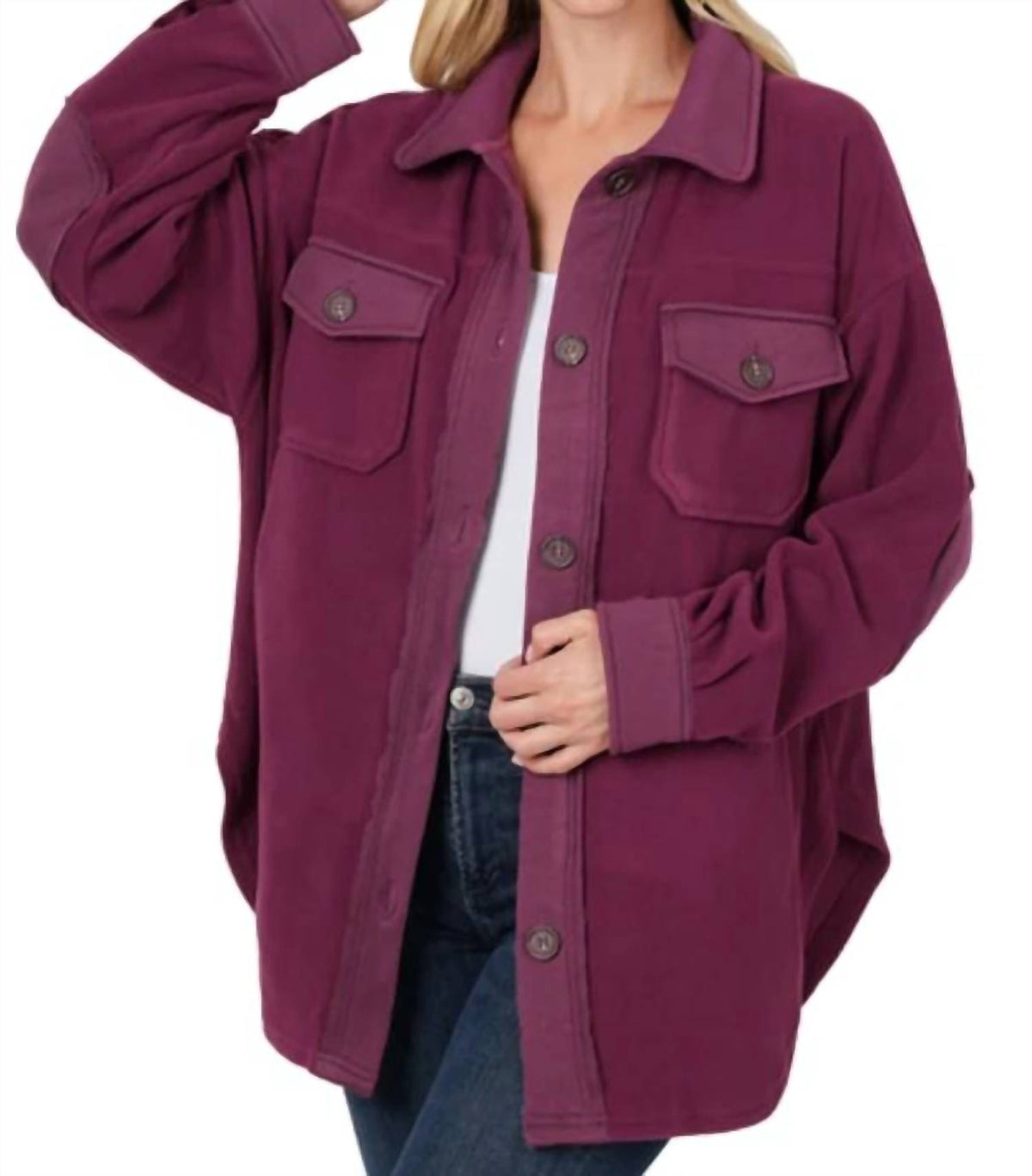 Zenana - Winter Oversized Basic Fleece Shacket