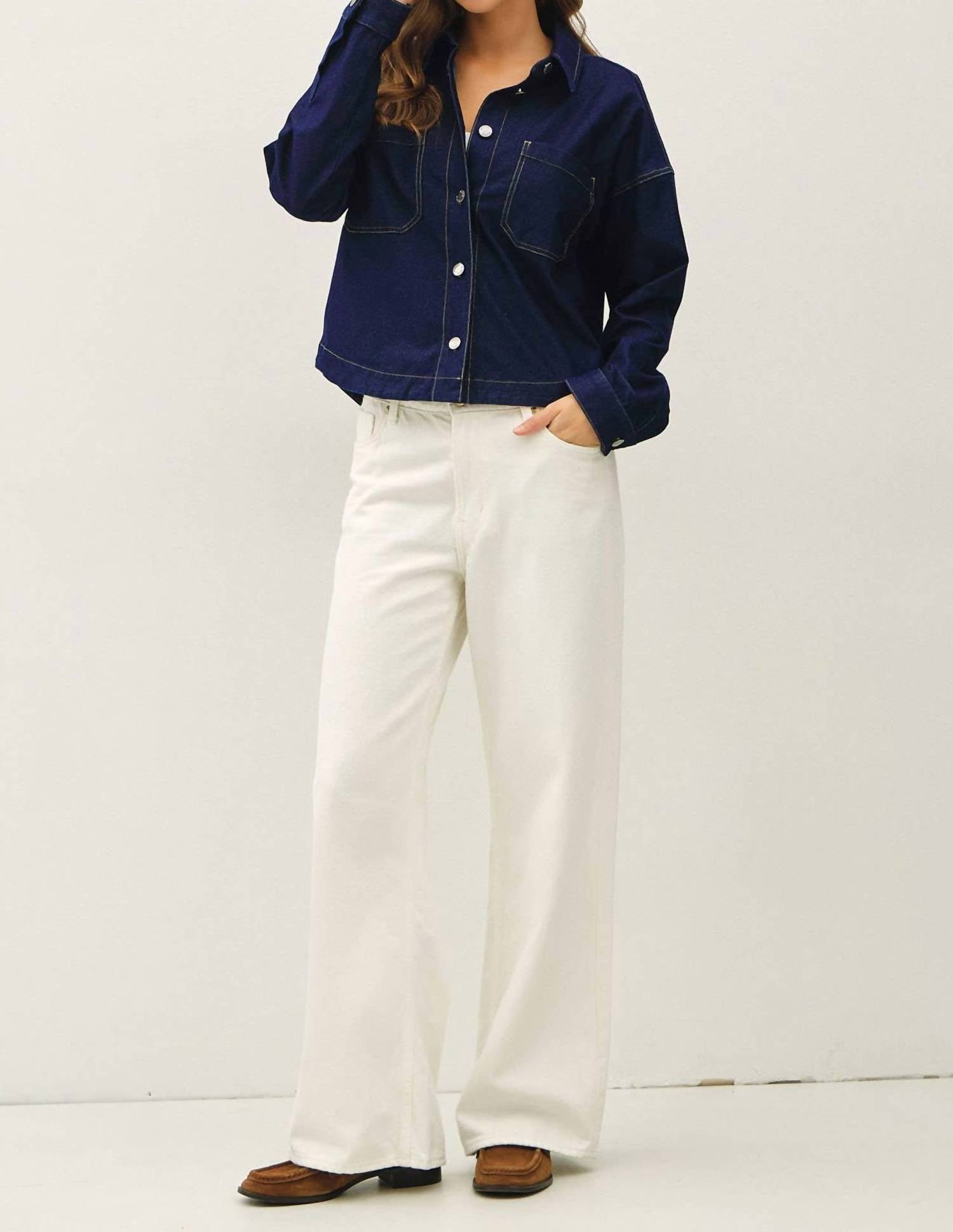 be cool Women's Dylan Dark Denim Jacket in blue - women's jacket - detail view