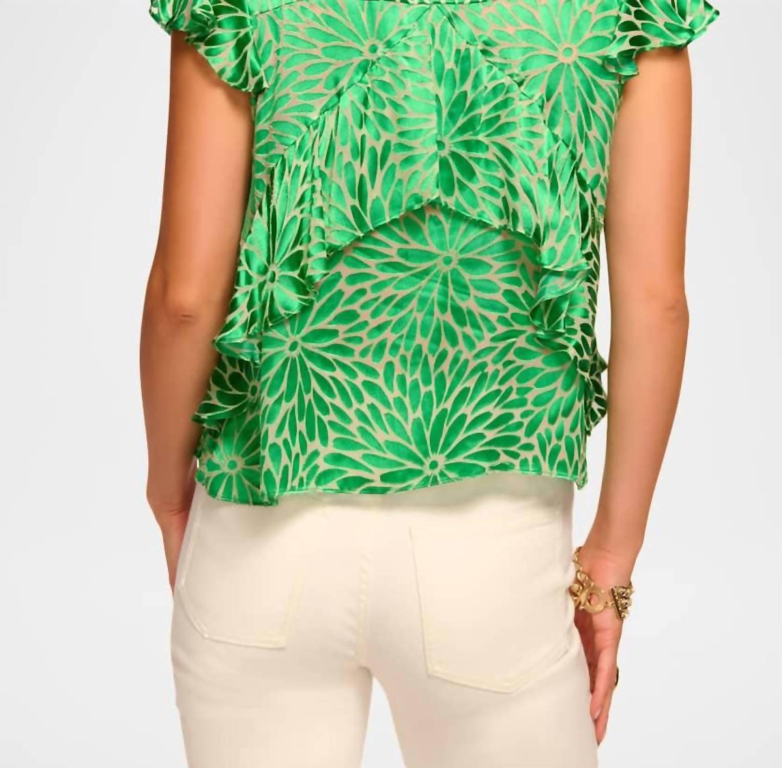 Ramy Brook Julianne Blouse in bright pal - women's blouse - detail view