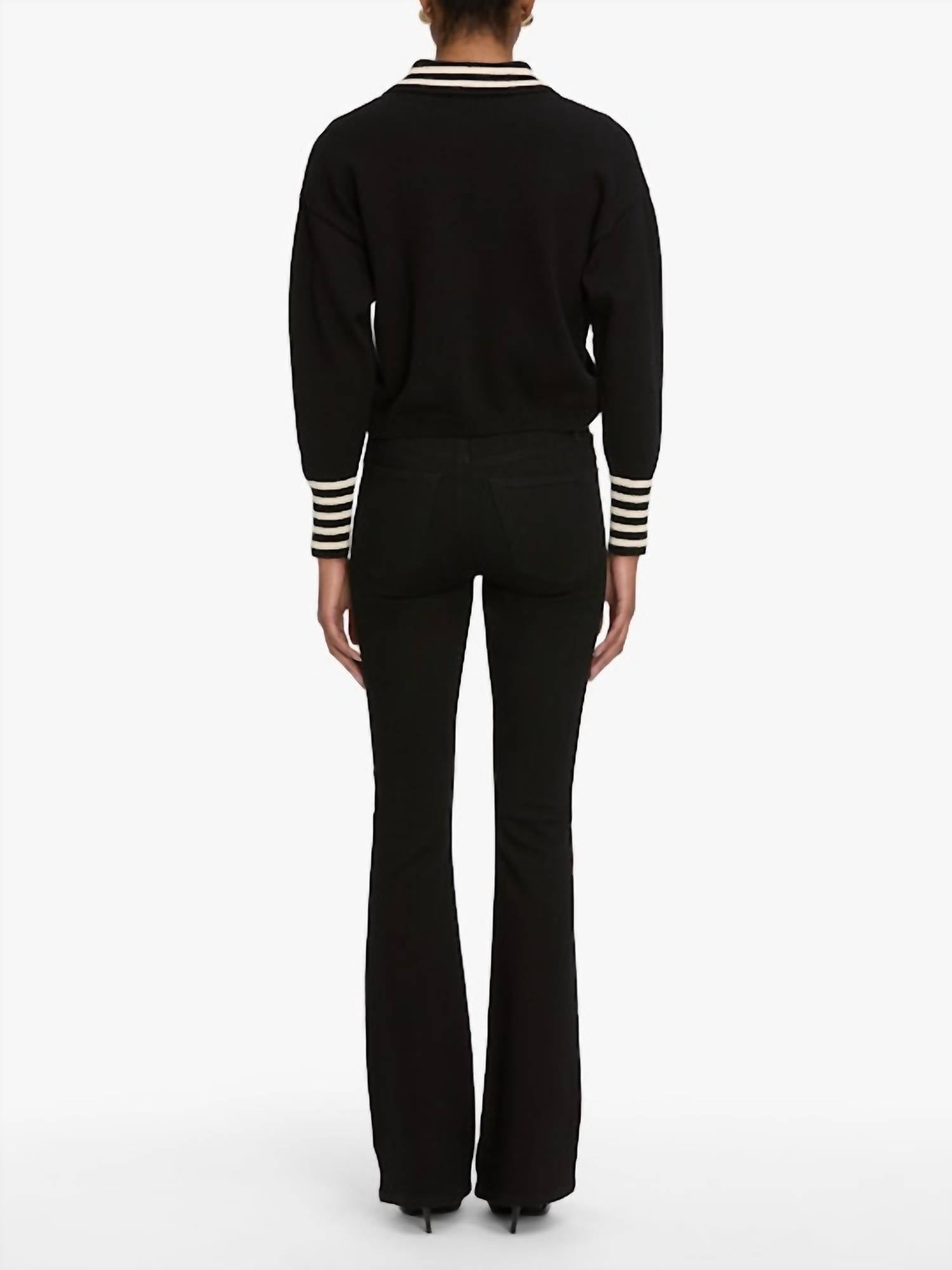 FRAME The Sailor Pullover in black - women's sweater - detail view