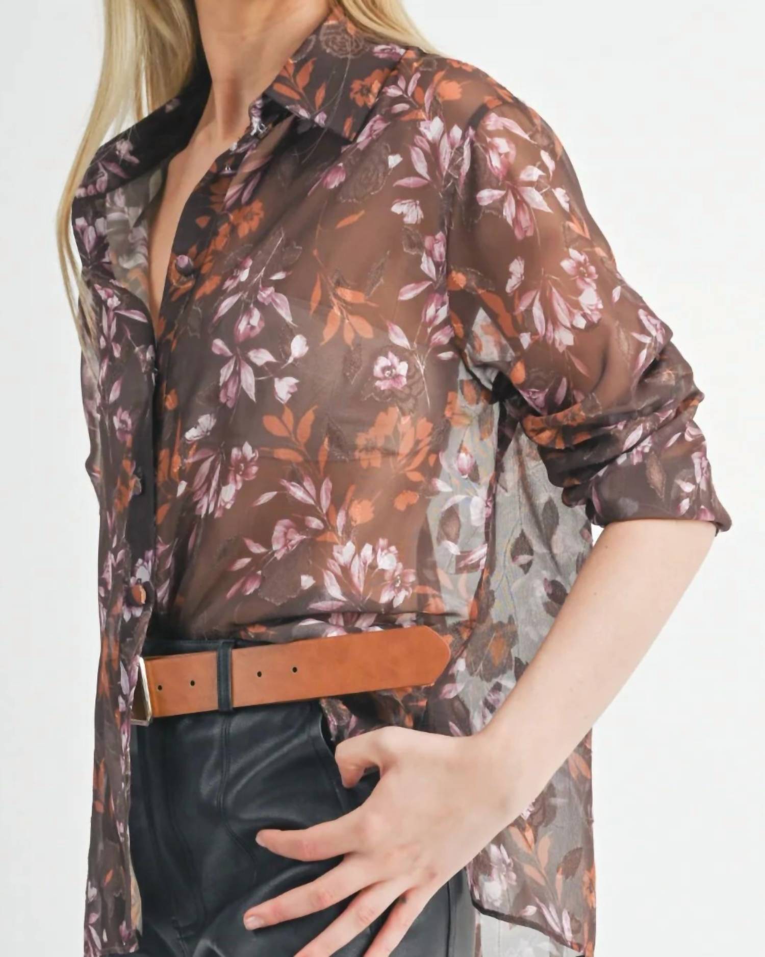 Sage The Label - Celebrate Her Sheer Button Down Shirt