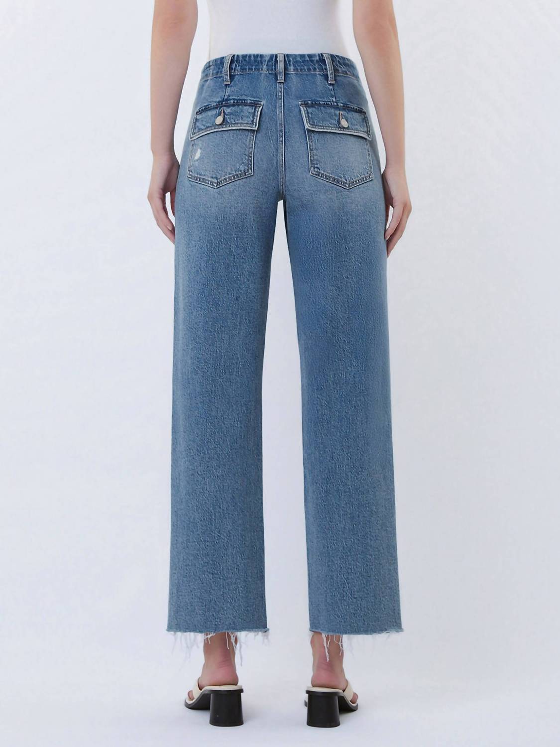 Vervet By Flying Monkey - High Rise Patch Pocket Slim Wide Jeans