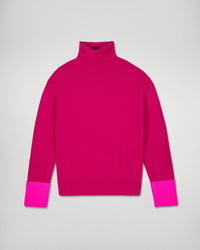 From Future Contrast Cuff Turtleneck Sweater in raspberry pink - women's sweater - view 4