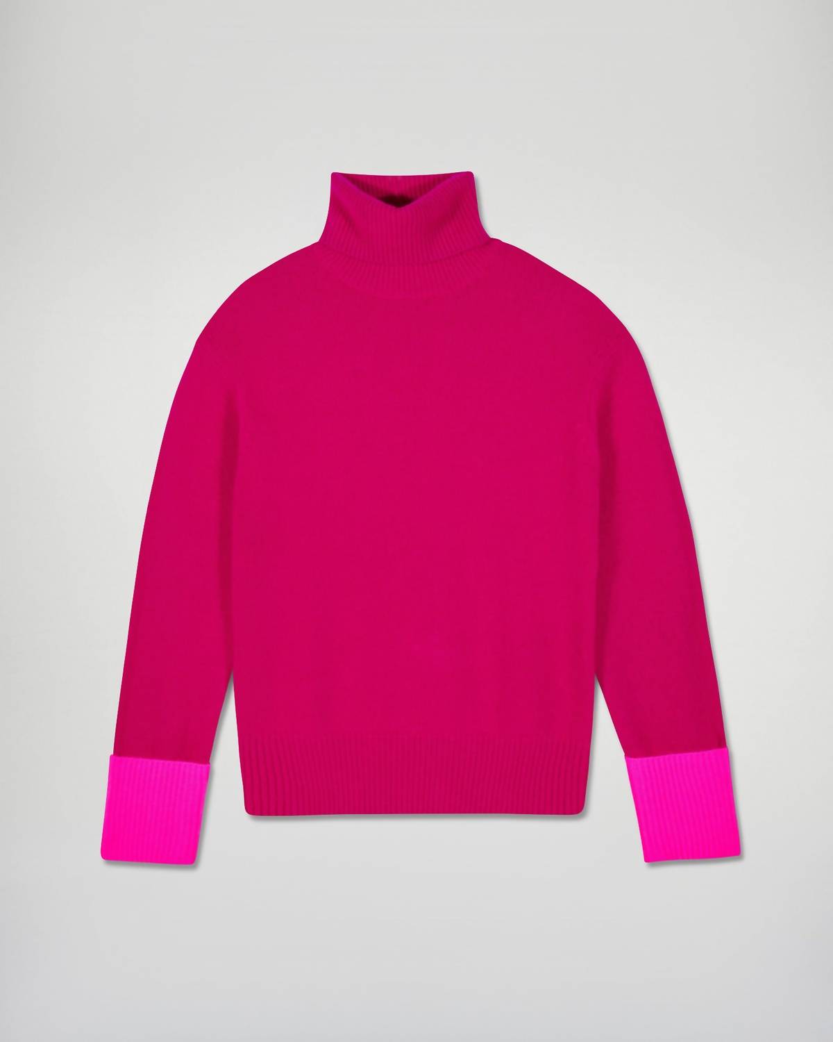 From Future Contrast Cuff Turtleneck Sweater in raspberry pink - women's sweater - view 4