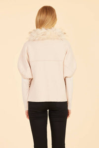 Dolce Cabo - Faux Fur Collar Short Sleeve Cardigan
