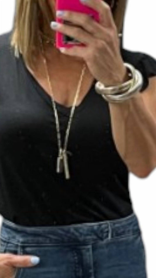 Atm - Daria V Neck Ruffle Sleeveless Top