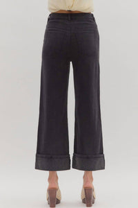 Entro - High Waist Wide Leg Cropped Pants
