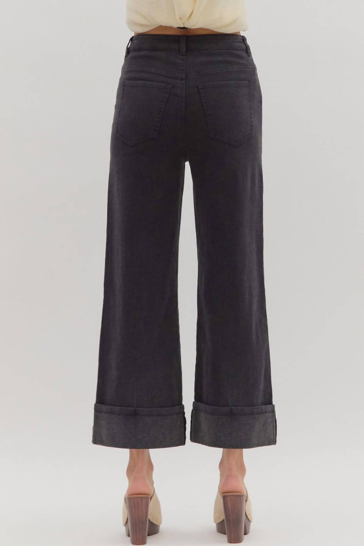 Entro - High Waist Wide Leg Cropped Pants