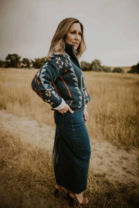 Tribal - High Back Slit Maxi Skirt