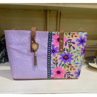 Gmce Global Trading - Women's Barco Artesanal Textured Floral Leather Tote Bag