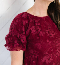 Polagram Belinda Lace Top in burgundy - women's blouse - view 8