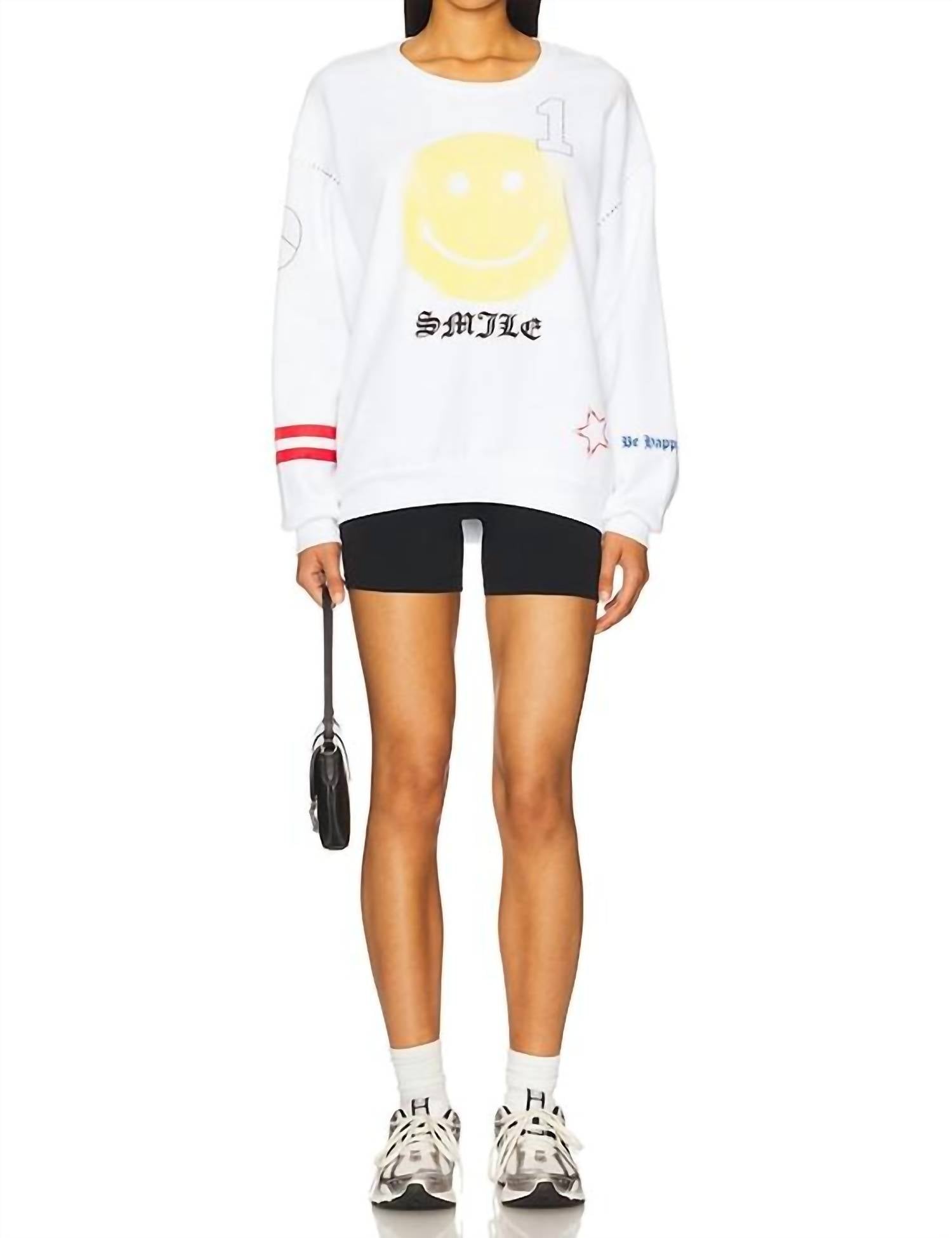 Lauren Moshi - Babbs Spray Happyface Elements Oversized Pullover Sweatshirt
