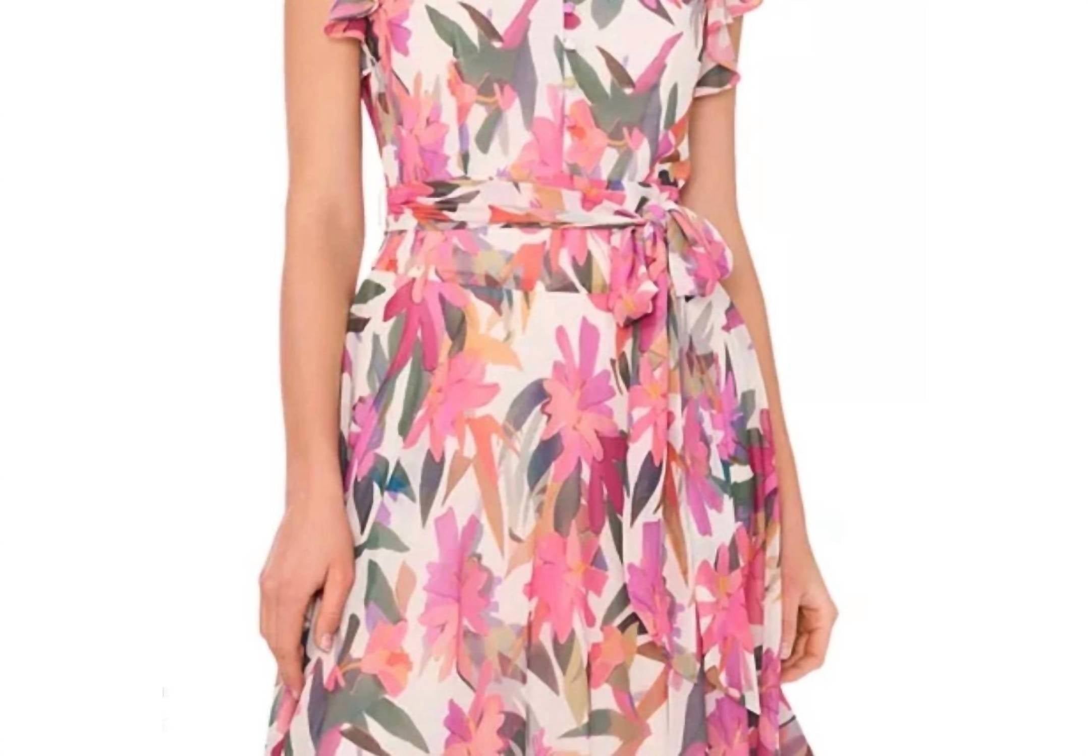 Vince Camuto - V-neck Floral Dress