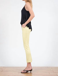 Avenue Montaigne Lulu Straight Cropped Pant in grid check - women's pants - detail view