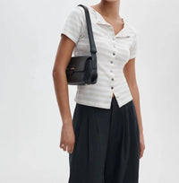 Rag & Bone - Knit Strp Button Tee
