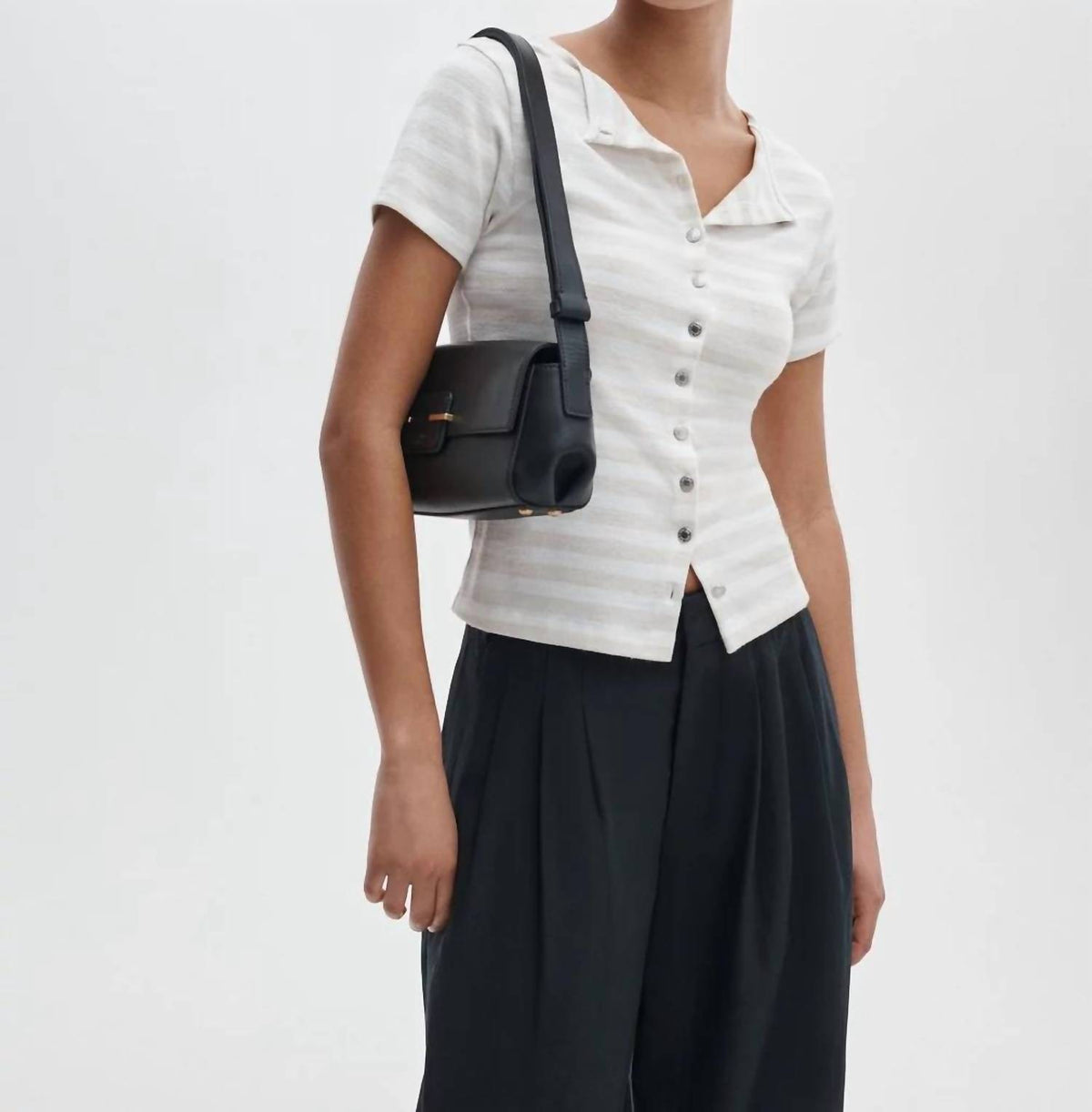 Rag & Bone - Knit Strp Button Tee