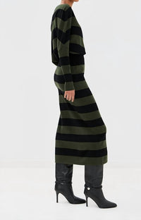 SIMKHAI Janese Midi Dress in cypress stripe - women's dress - alternate view