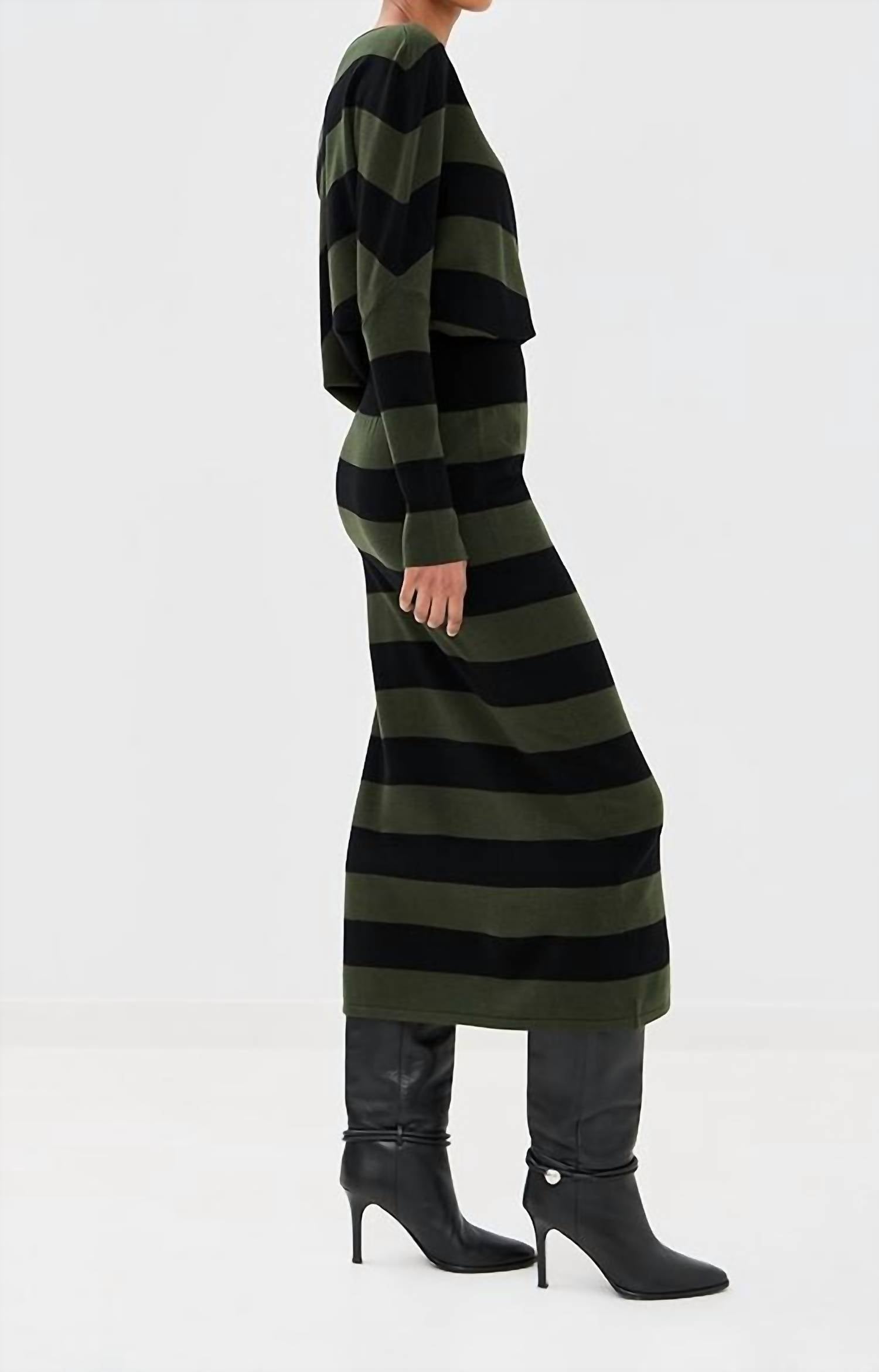 SIMKHAI Janese Midi Dress in cypress stripe - women's dress - alternate view