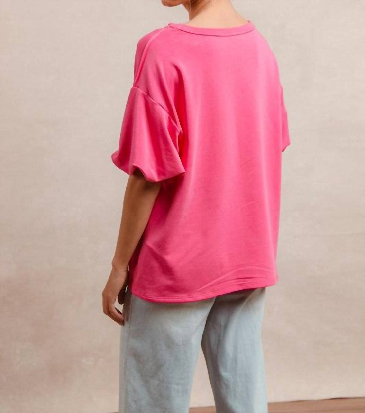 Bibi - Round Neck Bubble Sleeve Modal Top