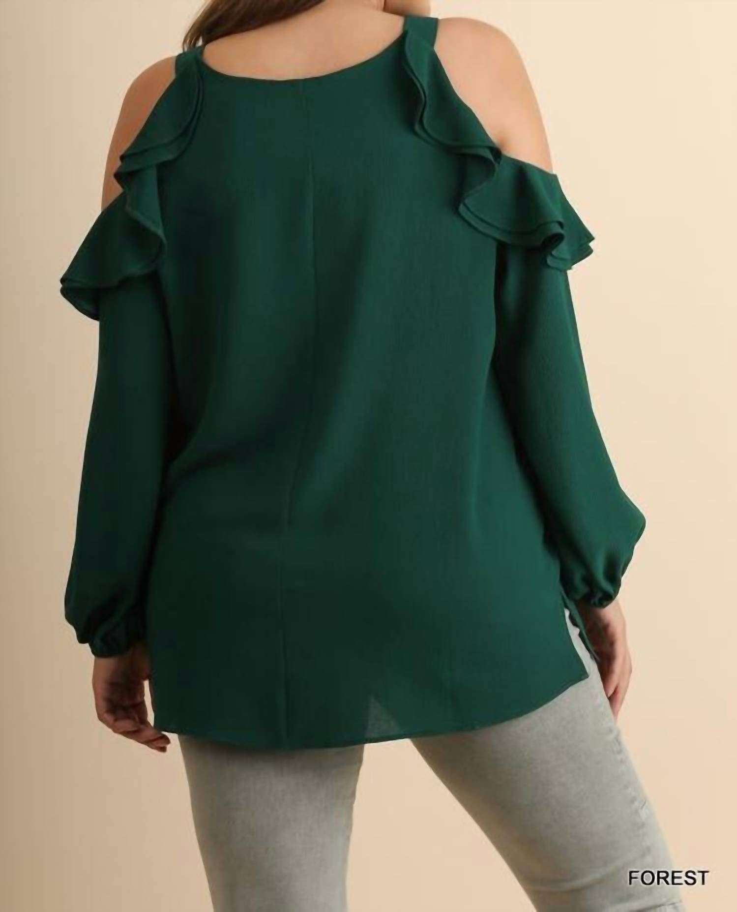 Umgee - Ruffle Open Shoulder Blouse - Plus