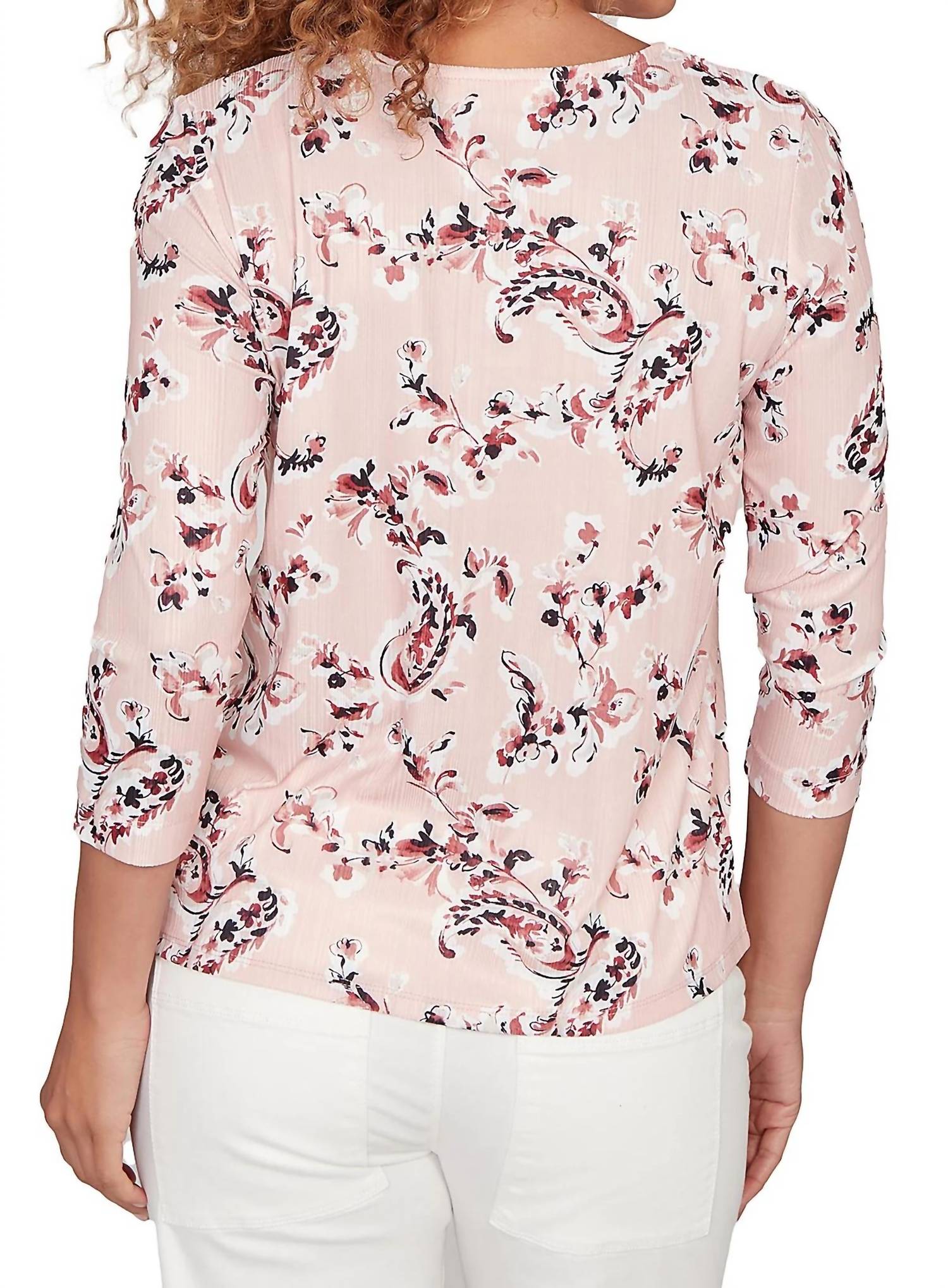 Emaline - V Neck Paisley Onion Skin Top