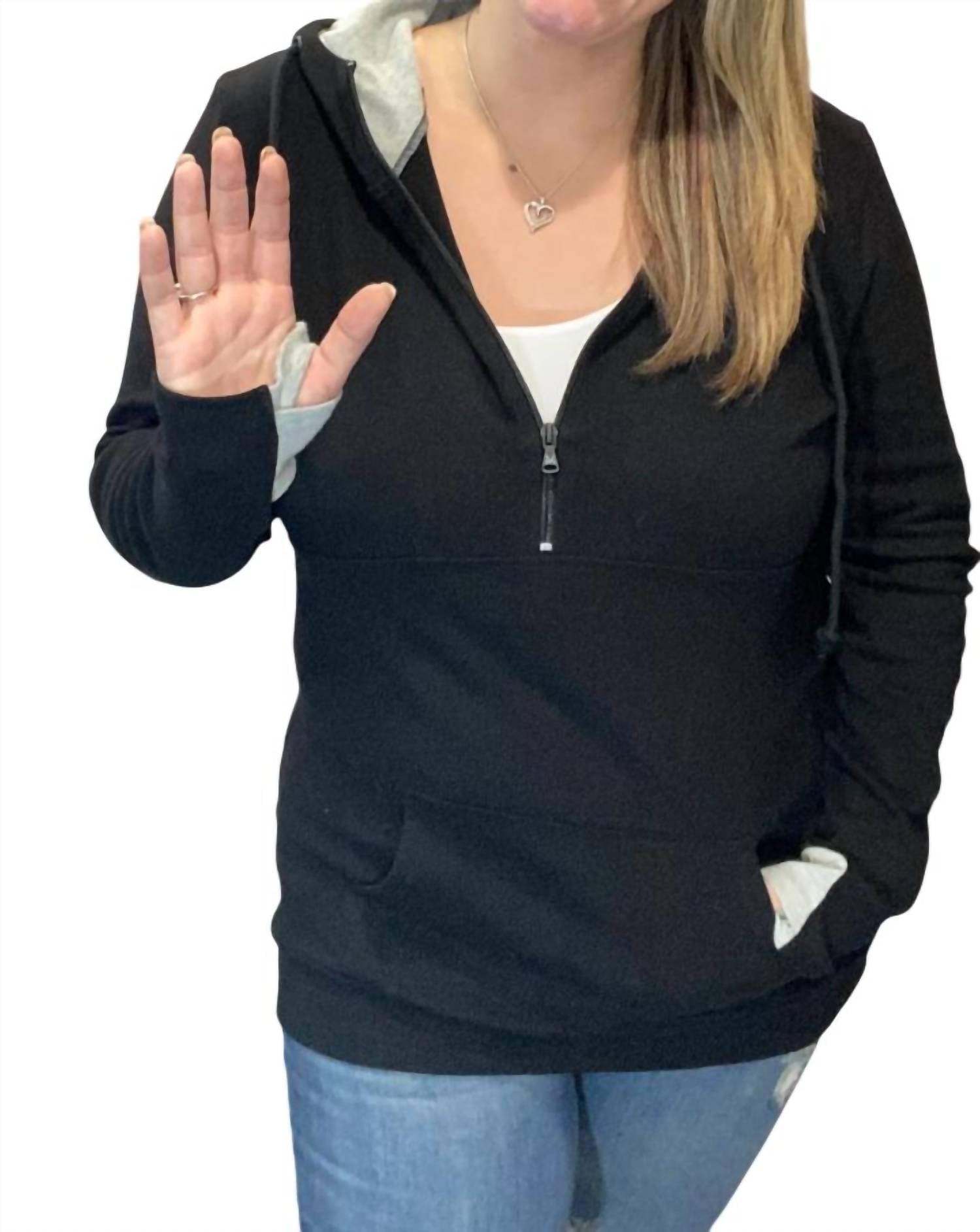 Michelle Mae - Classic Black Half Zip Hoodie