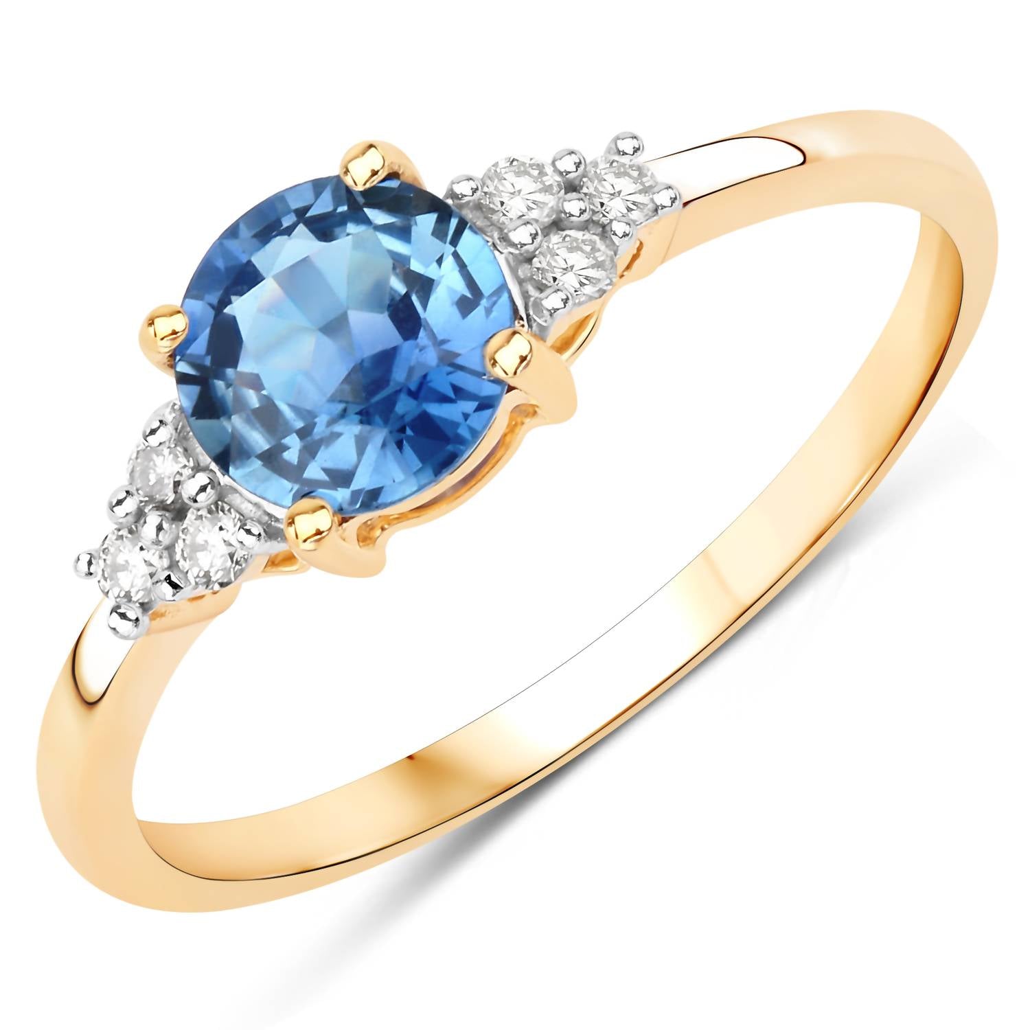 Diana M Jewels Women's Round Natural Blue Sapphire Fashion Ring (1.08 Ct) - Petite in 14k yellow gold - women's jewelry