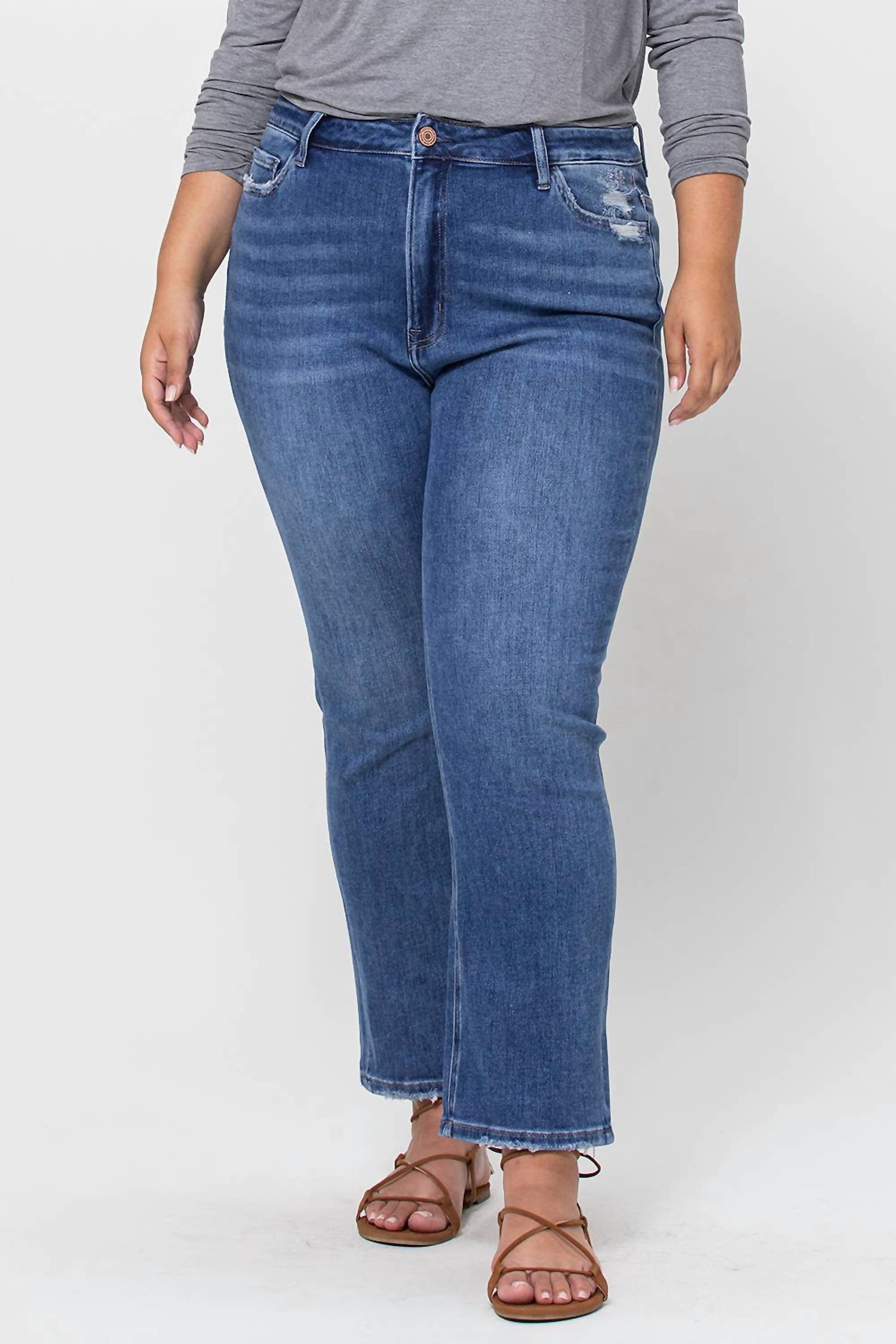 Vervet By Flying Monkey - Super High Rise Ankle Slim Straight Jeans