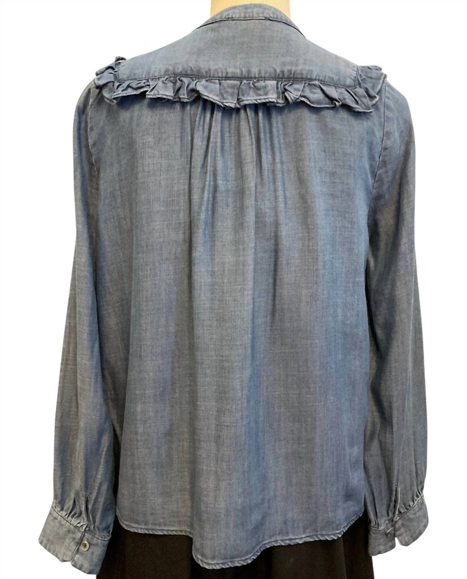 Current Air - Women's Denim Ruffle Button Down