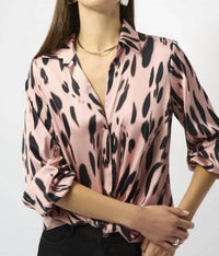 Joseph Ribkoff - Recycled Satin Animal Print Draped Top