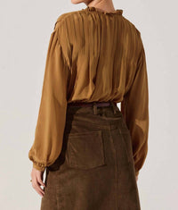 Astr - Ashton Pleated Ruffle Trim Top