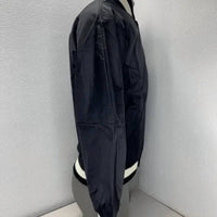 AlphaStyle Men's Barren Primary Full Snap Varsity Jacket in black - men's jacket - detail view