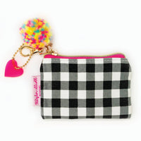 Taylor Elliott Designs - Women's Gingham Card Holder Keychain With Pom And Heart Charm