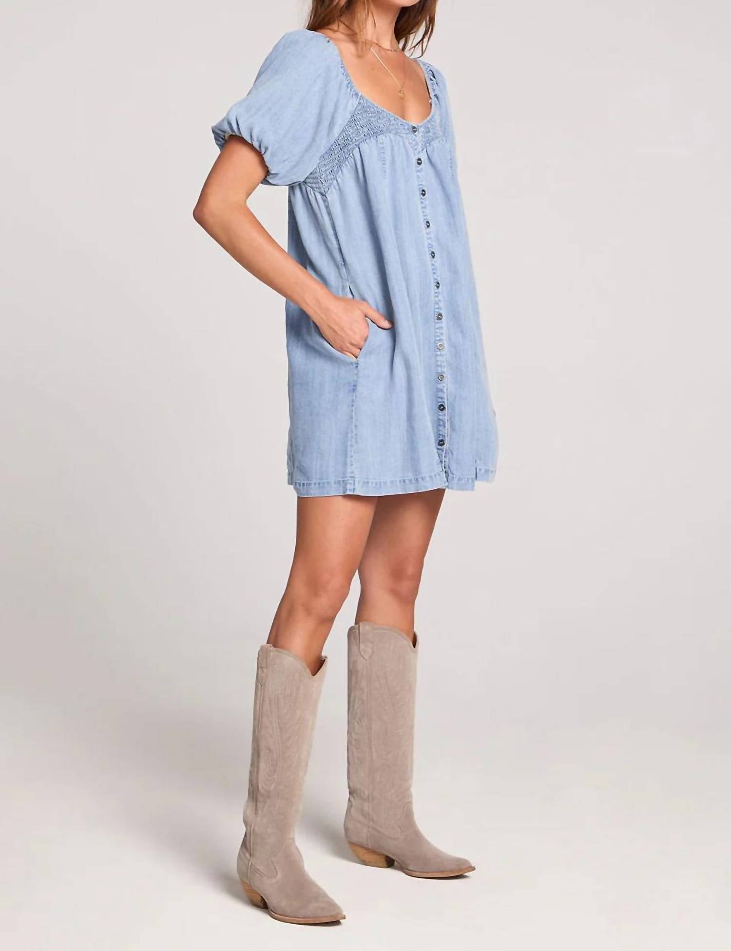 saltwater LUXE Seymore Mini Dress in vintage indigo - women's dress - alternate view