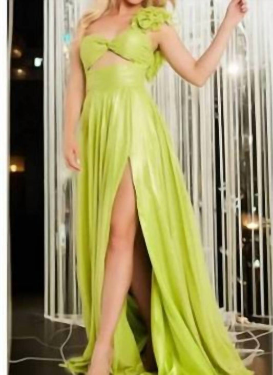 Jovani - One-shoulder flower a-line gown