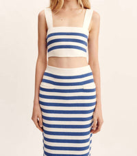 POSSE Ari Crop Top in blue stripe - women's shirt