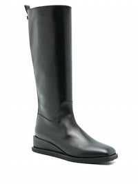 Salvatore Ferragamo Women's Wayde Leather Wedge Boots in black - women's shoe - view 210