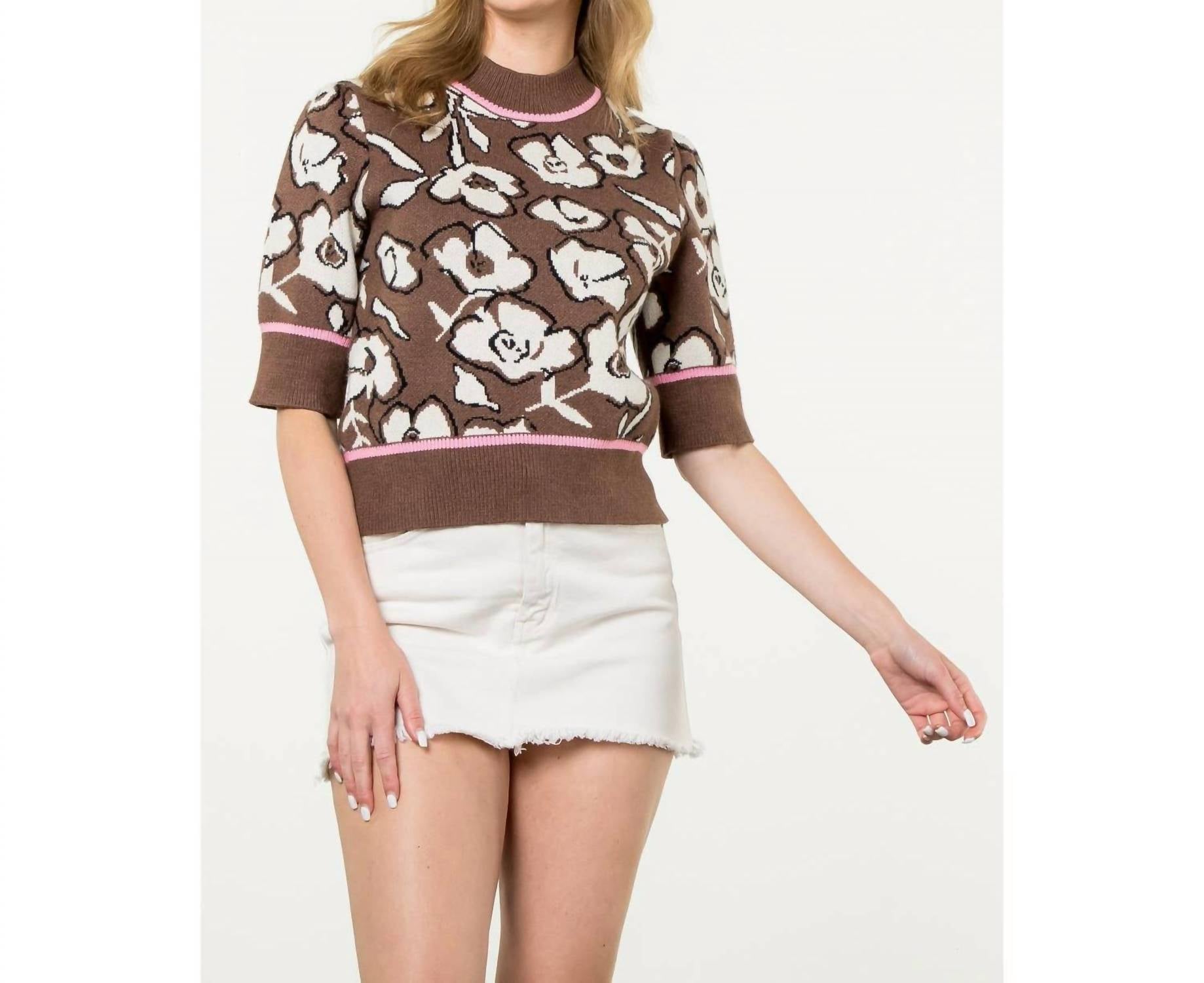 Thml - Rita Flower Knit Short Sleeve Top
